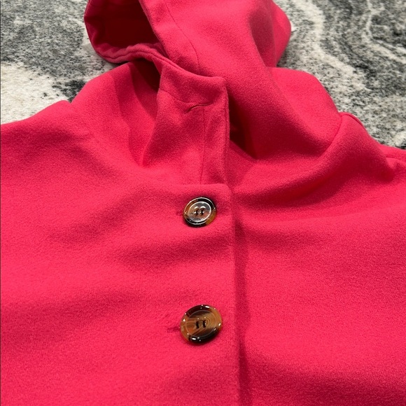 Vibrant Pink Hooded Cape Coat Size XL Barbie core Fall Dressy Pink lady Cotton - Picture 10 of 11